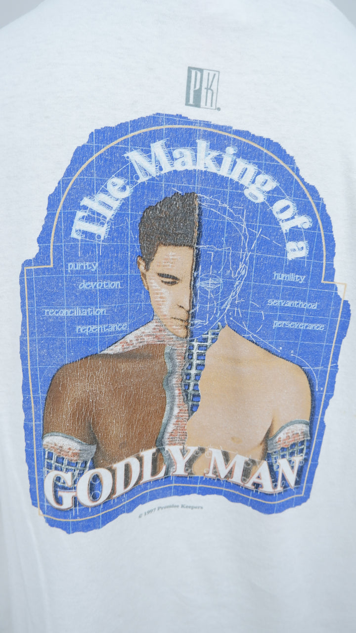 Vintage 1997 Promise Keepers The Making Of A Godly Man Single Stitch T-Shirt