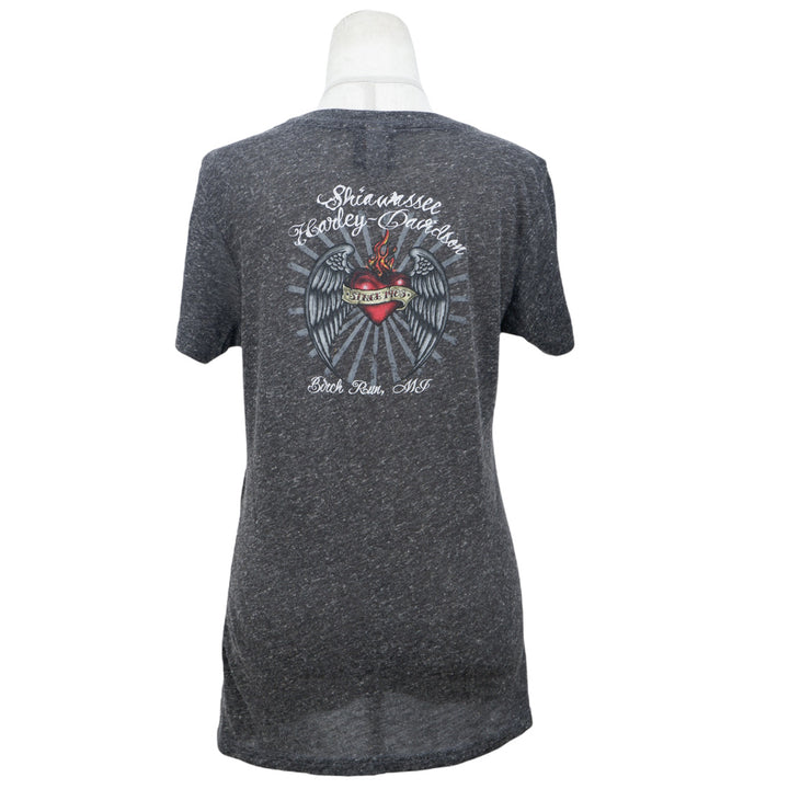 Ladies Harley Davidson Printed Short Sleeve Gray T-Shirt