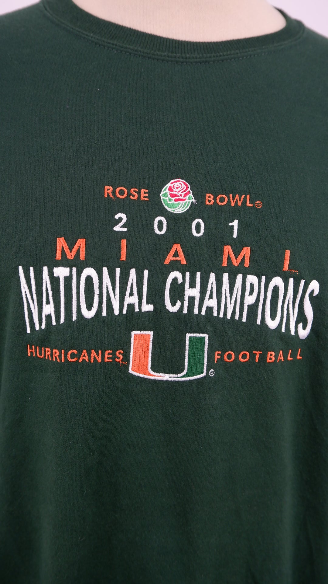 Vintage 2001 Miami Hurricanes National Football Champions Embroidered Crewneck Sweatshirt