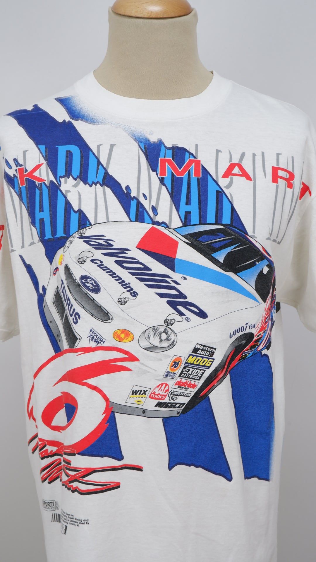 Vintage Tultex 1998 Mark Martin Nascar All Over Print T-Shirt