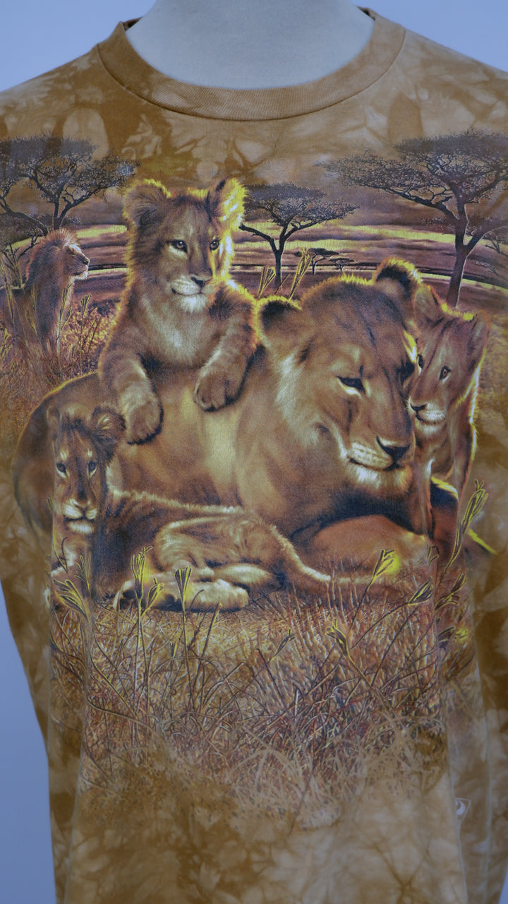Vintage MGM Grand 2000 Liquid Blue The Lion Habitat Tie Dyed Single Stitch T-Shirt Made In USA