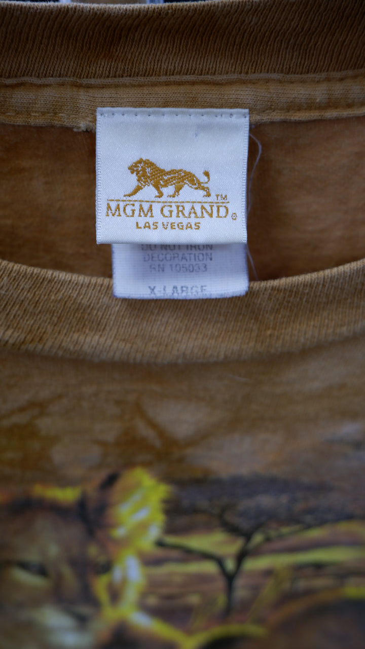 Vintage MGM Grand 2000 Liquid Blue The Lion Habitat Tie Dyed Single Stitch T-Shirt Made In USA