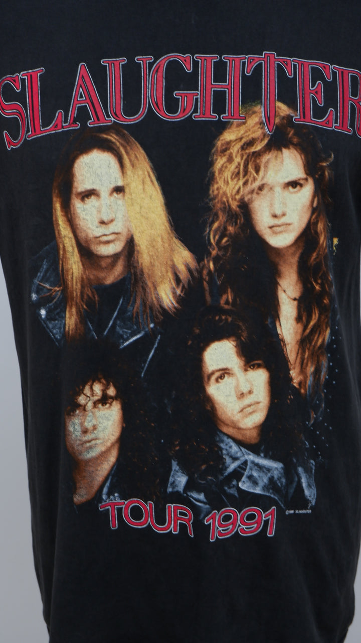 Vintage 1991 Slaughter Tour Band T-Shirt Single Stitch Made In USA