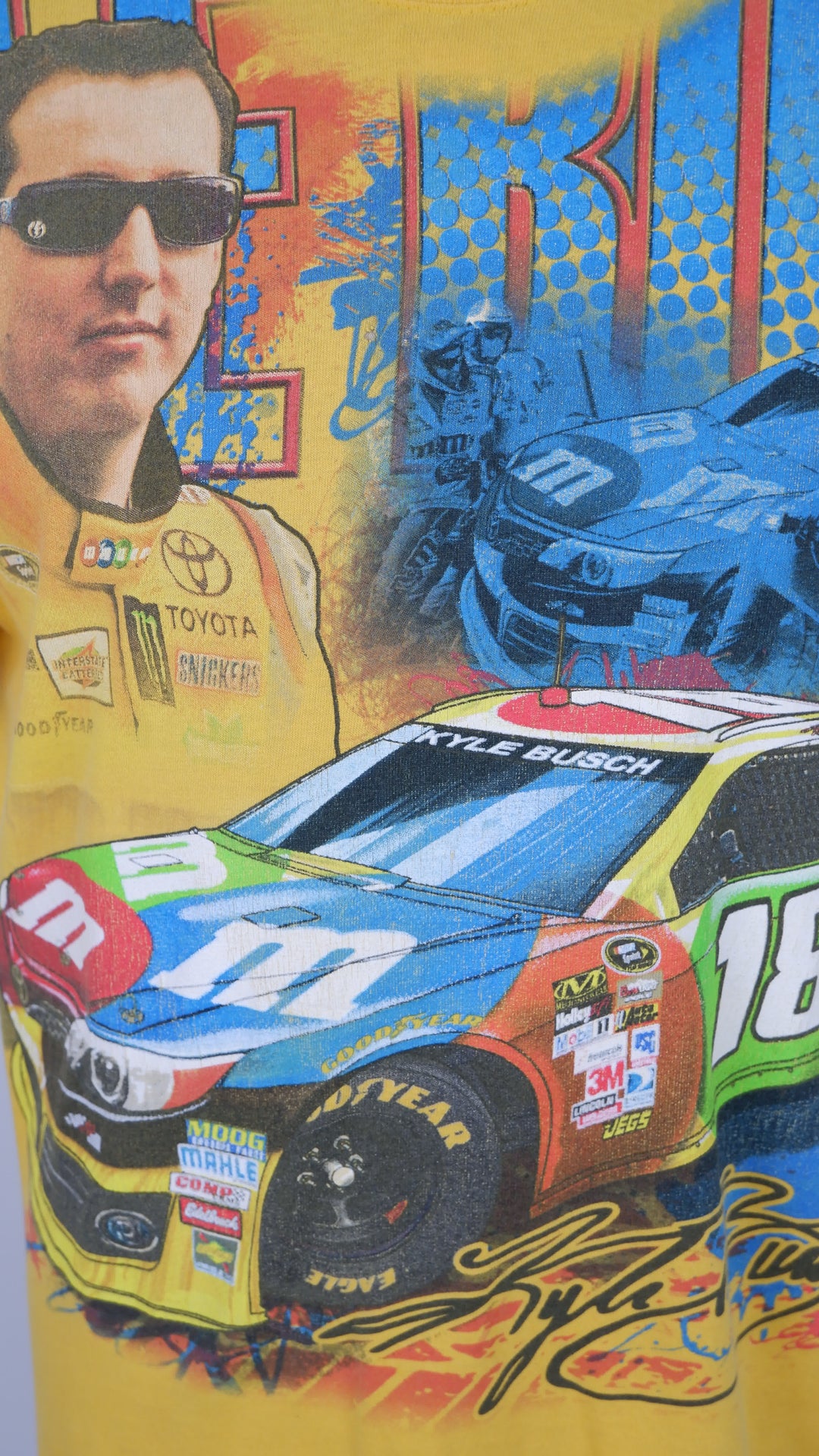 Kyle Busch # 18 M&M's Racing  Nascar All Over Print VTG T-Shirt