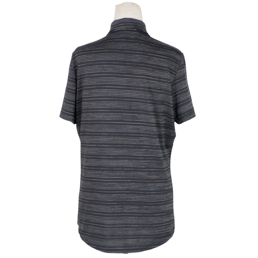 Ladies Adidas Black & White Stripe Collar T-Shirt