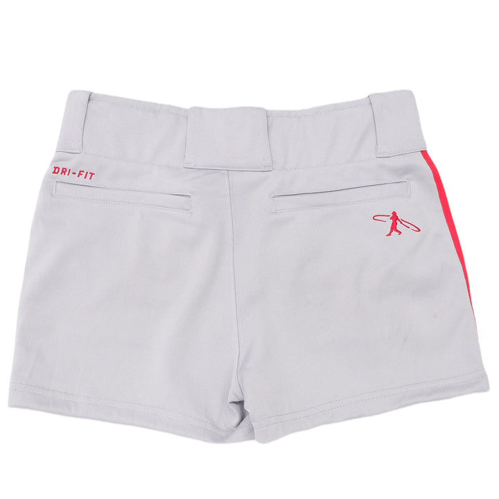 Ladies FR Rework Nike Swoosh Embroidered Red Stripe Baseball Shorts
