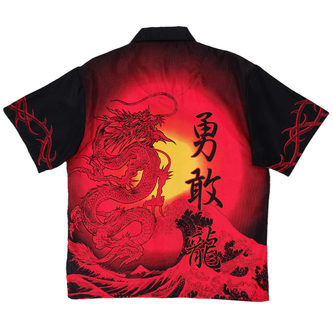 Mens Red Dragon Button Shirt