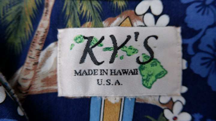 KY's Surf Board Print Vintage Hawaiian Shirt Made In USA