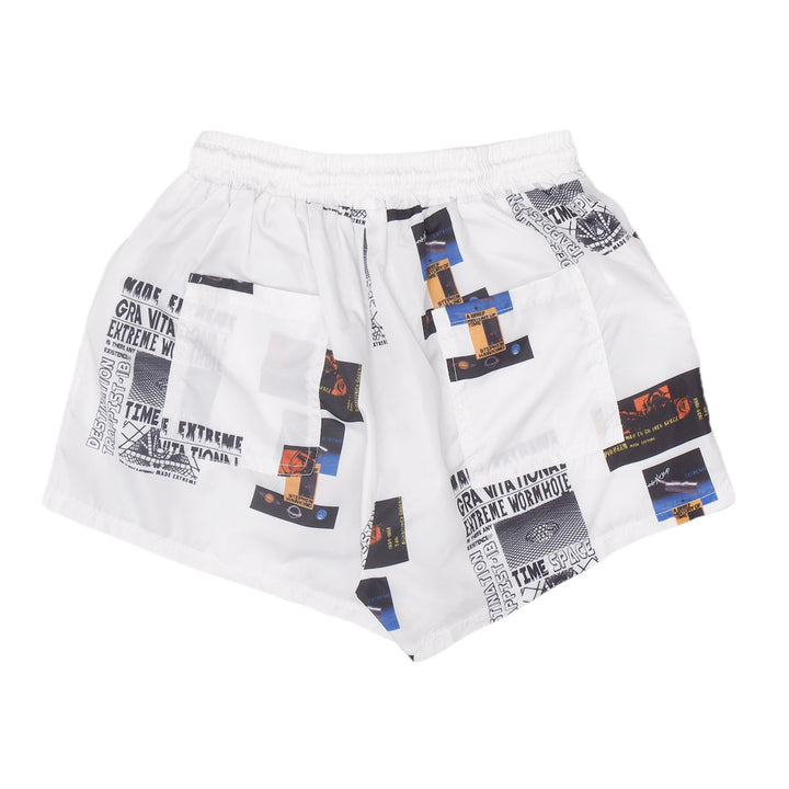 Girls Youth White Graphic Printed Shorts