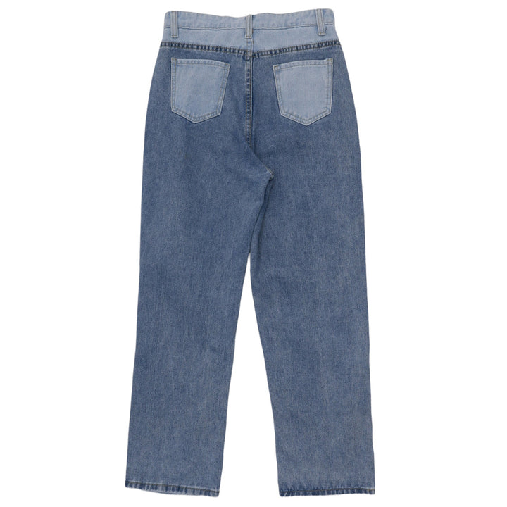 Ladies High Waist Patched Denim Pants