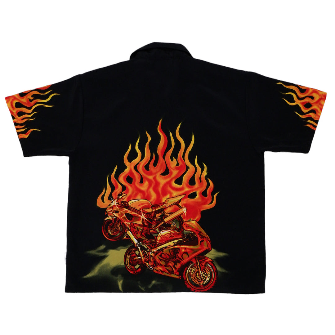 Silver Point Motorcycle Flame Vintage All Over Print Shirt