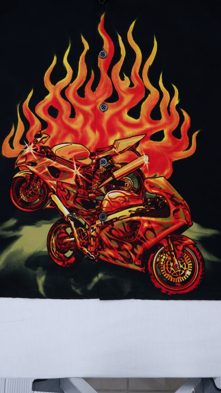 Silver Point Motorcycle Flame Vintage All Over Print Shirt