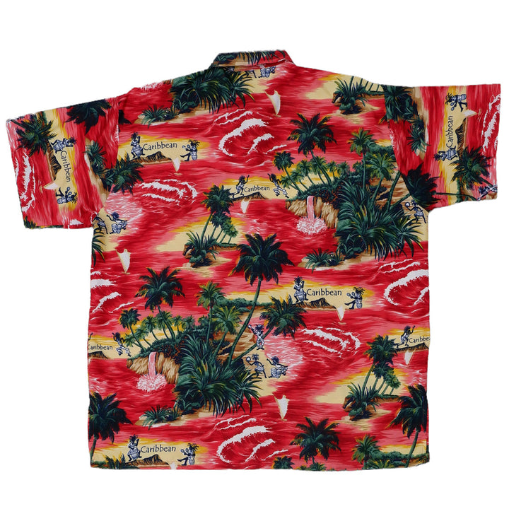 Caribbean Island Print Vintage Hawaiian Shirt