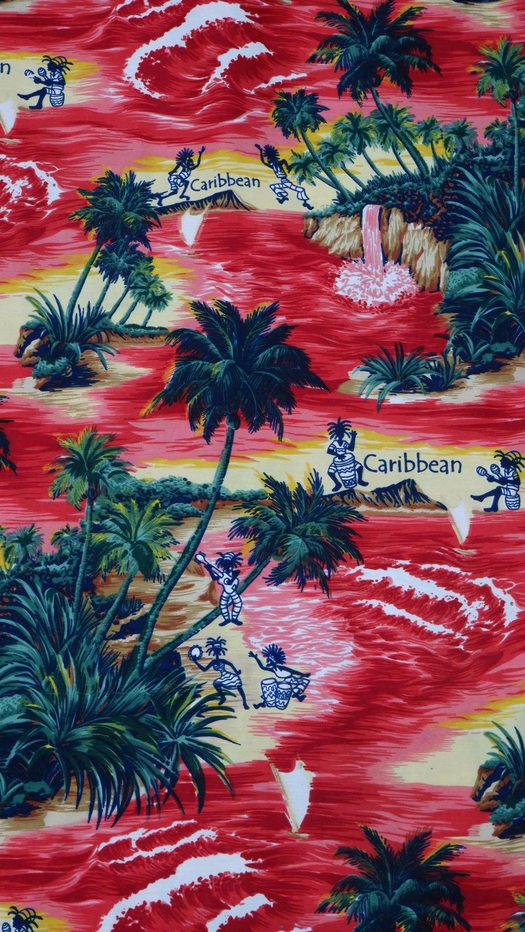 Caribbean Island Print Vintage Hawaiian Shirt