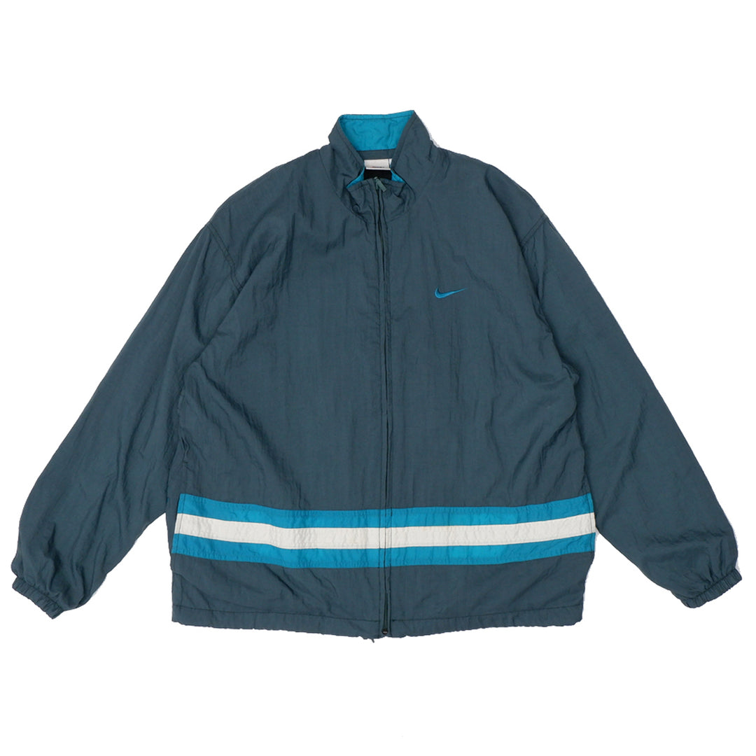 90's Nike Full Zip Swoosh Embroidered Bottom Stripe Boys Youth VNTG Jacket