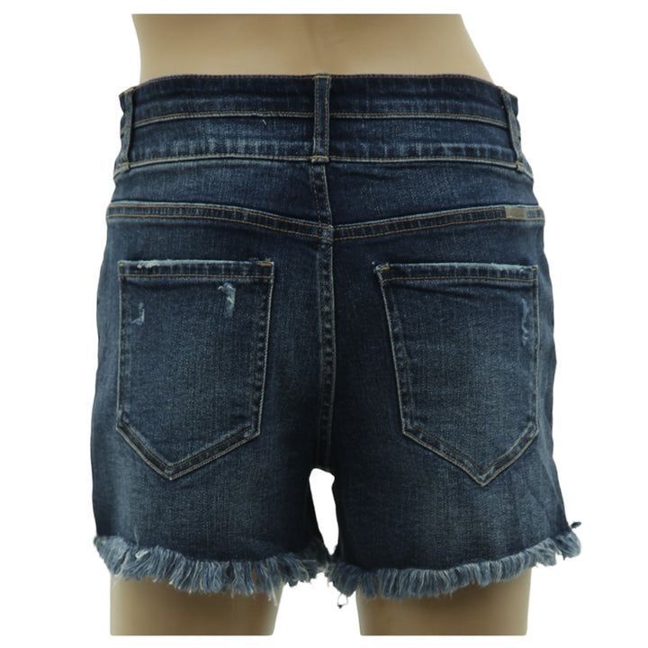 Ladies Kancan Frayed Denim Shorts