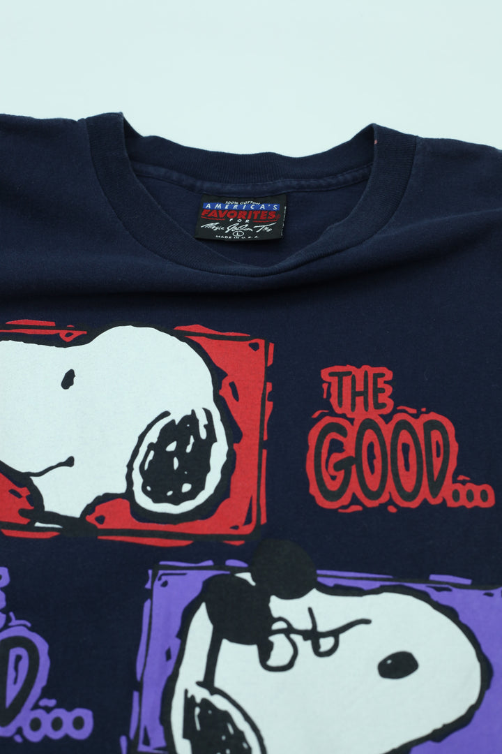 Peanuts Snoopy The Good The Bad The Cool VNTG T-Shirt Single Stitch Made In USA