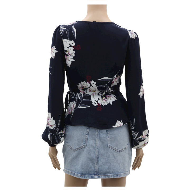 Ladies Floral Long Sleeve Wrap Top