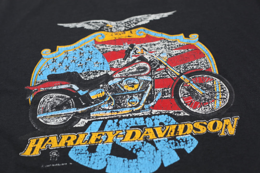 Harley Davidson USA Motorcycle Single Stitch VNTG T-Shirt Hanes Tag Made In USA