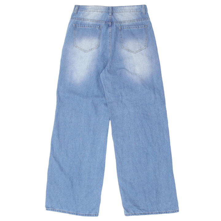 Ladies High Waist Wide Leg Denim Pants