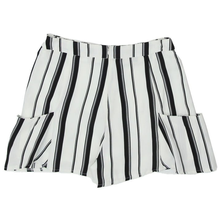 Ladies Luvalot Black & White Stripe Shorts