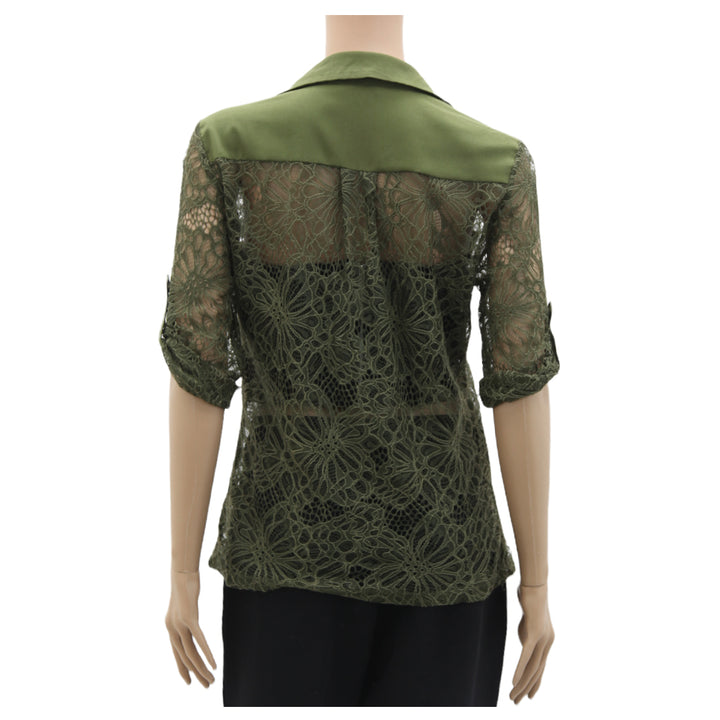 Ladies Bebe Front Zip Lace Blouse