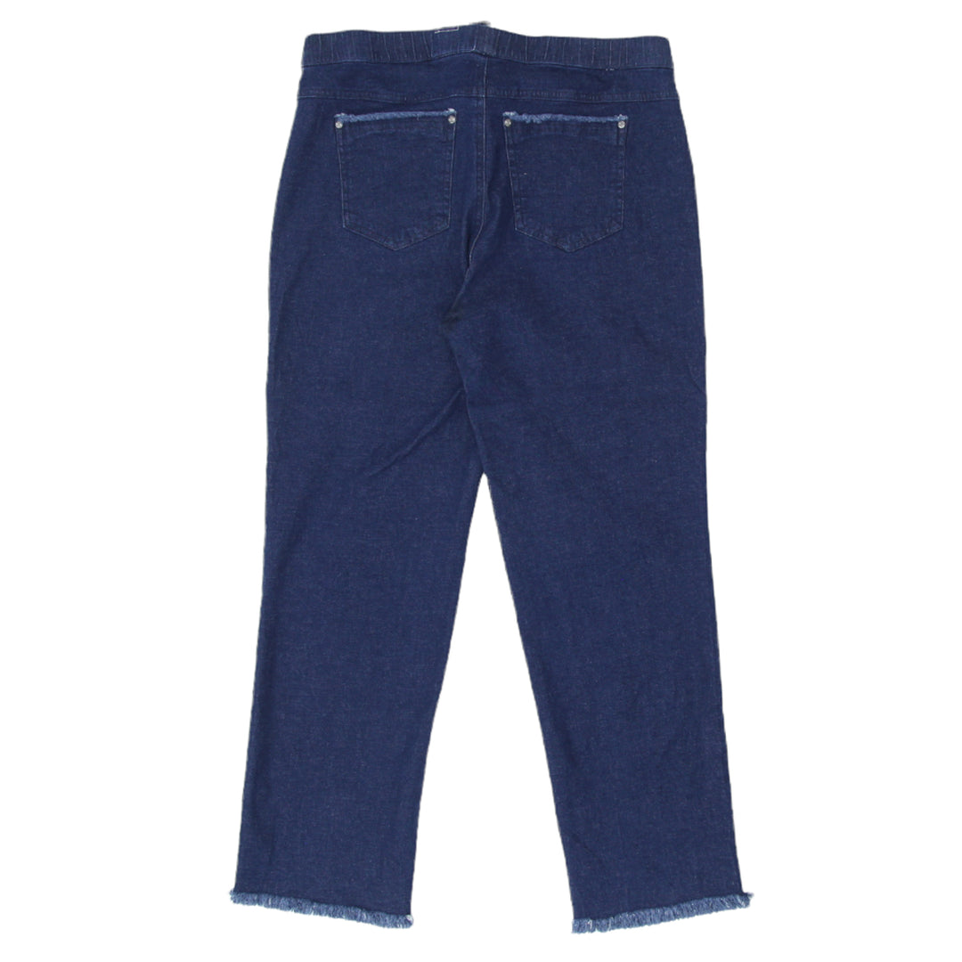 Ladies Hue Straight Leg Frayed Denim Pants