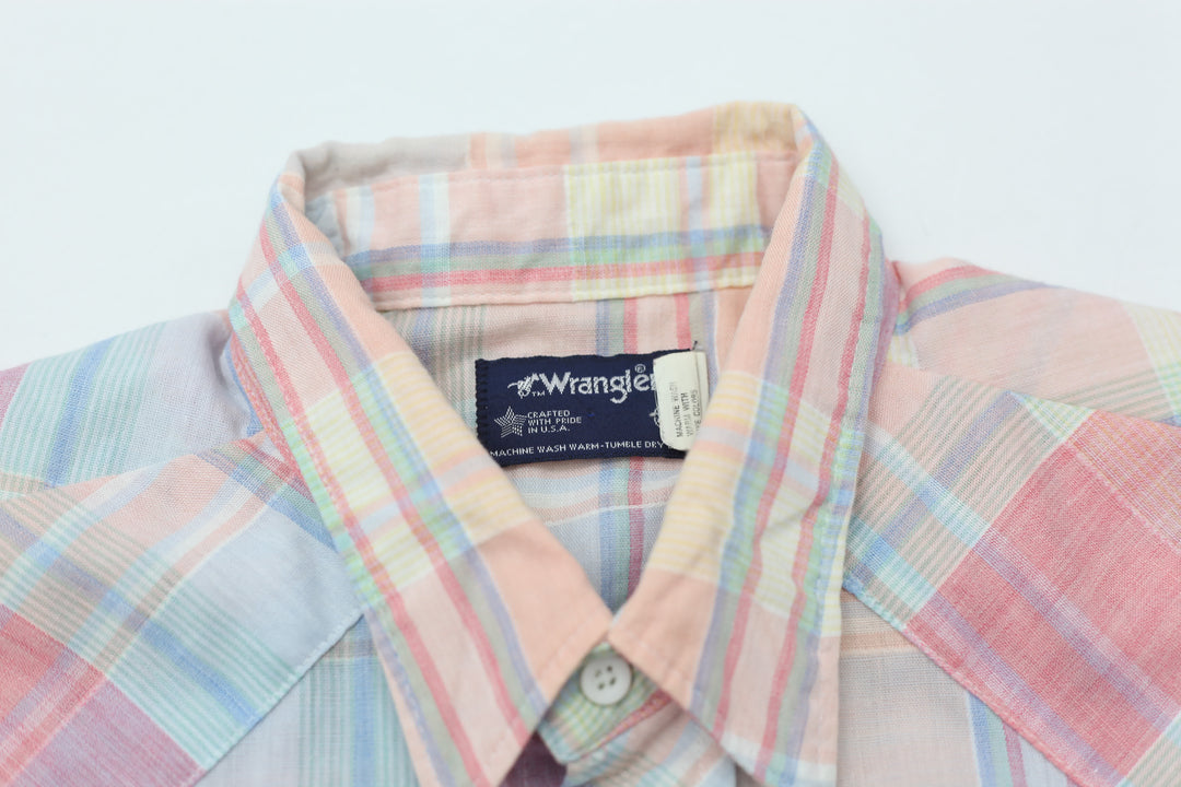 Vintage Wrangler Pearl Snap Button Plaid Shirt