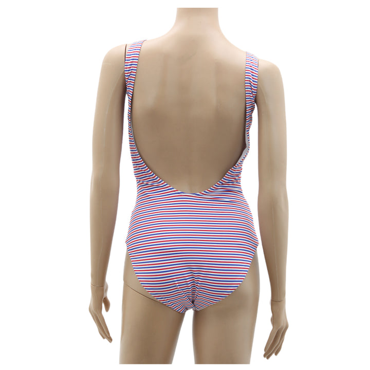 Girls Youth Floral Stripe One Piece Swimsuit
