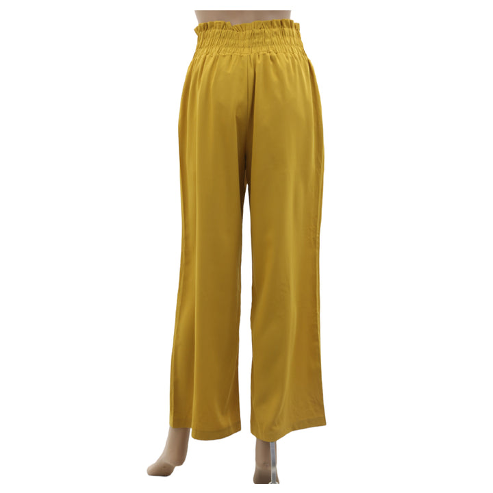 Ladies Big Love Yellow Smocked Waist Wide Leg Pants