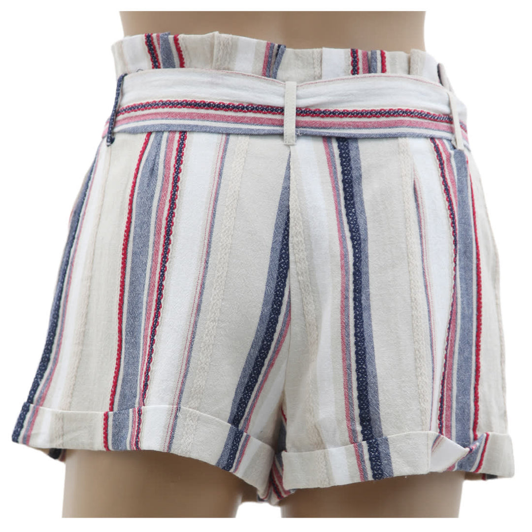 Ladies Stripe Paperbag Waist Shorts