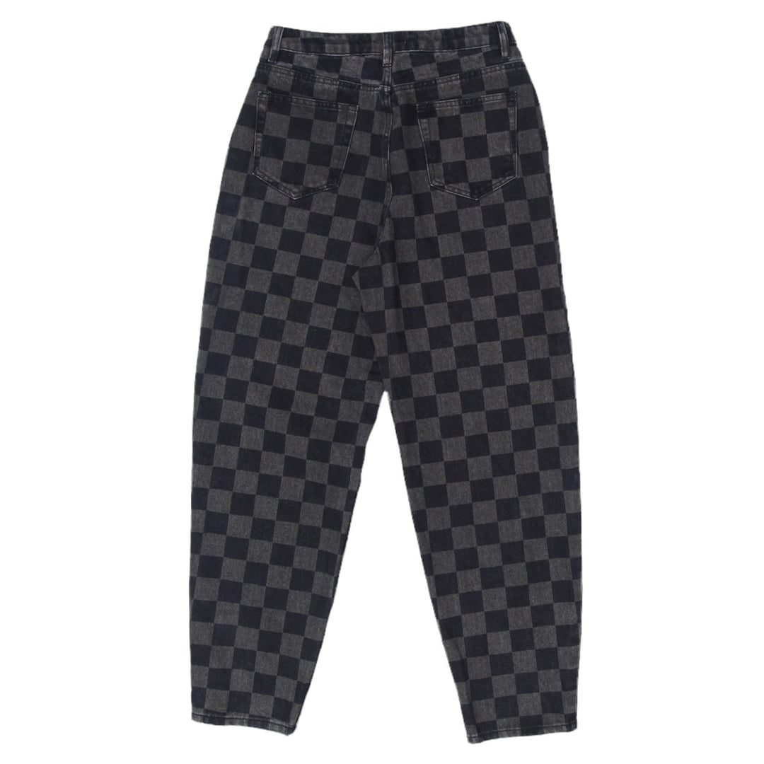 Ladies Adika Checkered High Waist Denim Pants