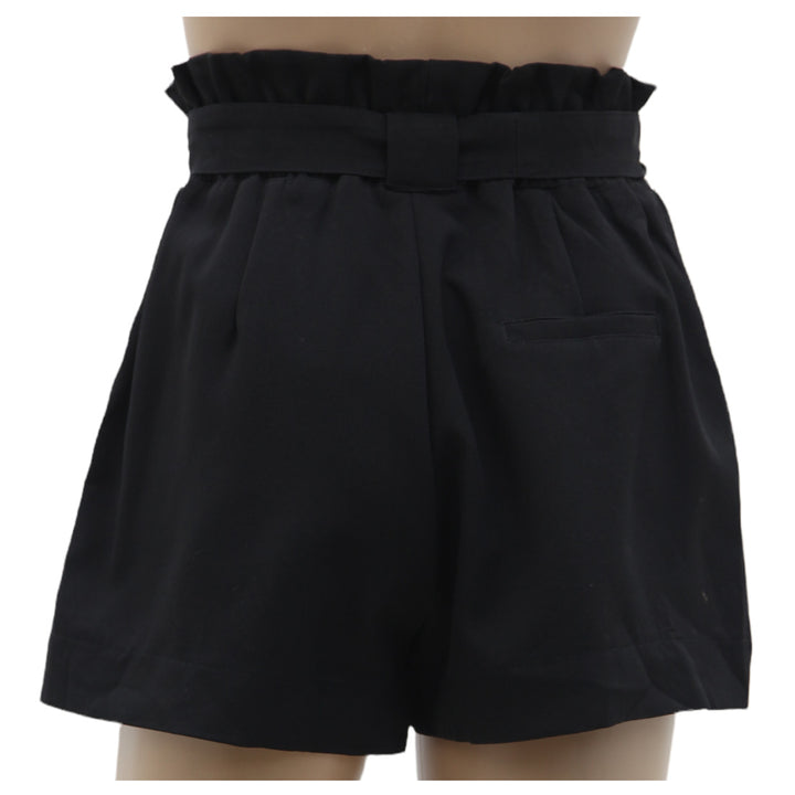 Ladies Paperbag Waist Black Shorts