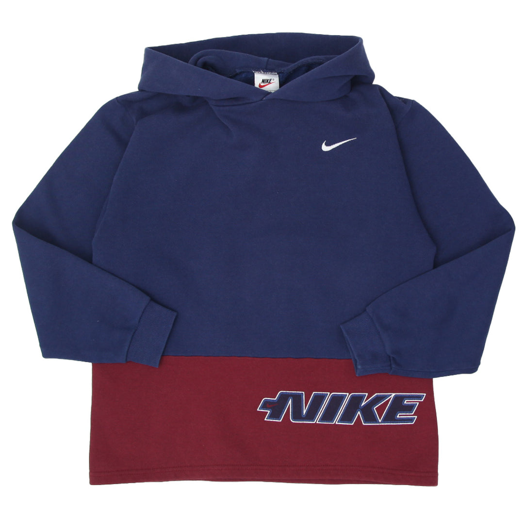90's Vintage Nike Spell Out Swoosh Embroidered Navy/Red Hoodie Made in USA