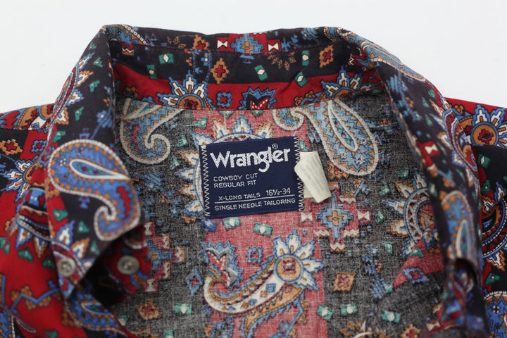 Wrangler Paisley Print Cowboy Cut Regular Fit VNTG Long Sleeve T-Shirt