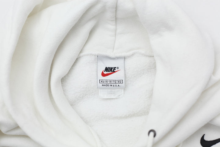 90's Vintage Nike Swoosh Embroidered White Hoodie Made In USA Ladies