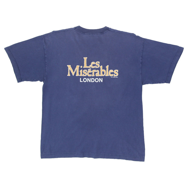 1986 Vintage Les Miserables London T-Shirt Navy Blue L