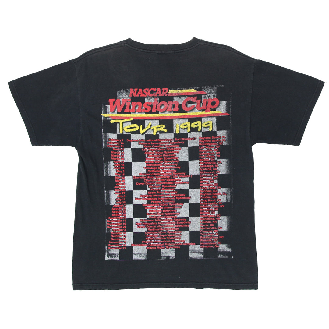 1999 Vintage Nascar Winston Cup Tour T-Shirt Black Checkered Flag L