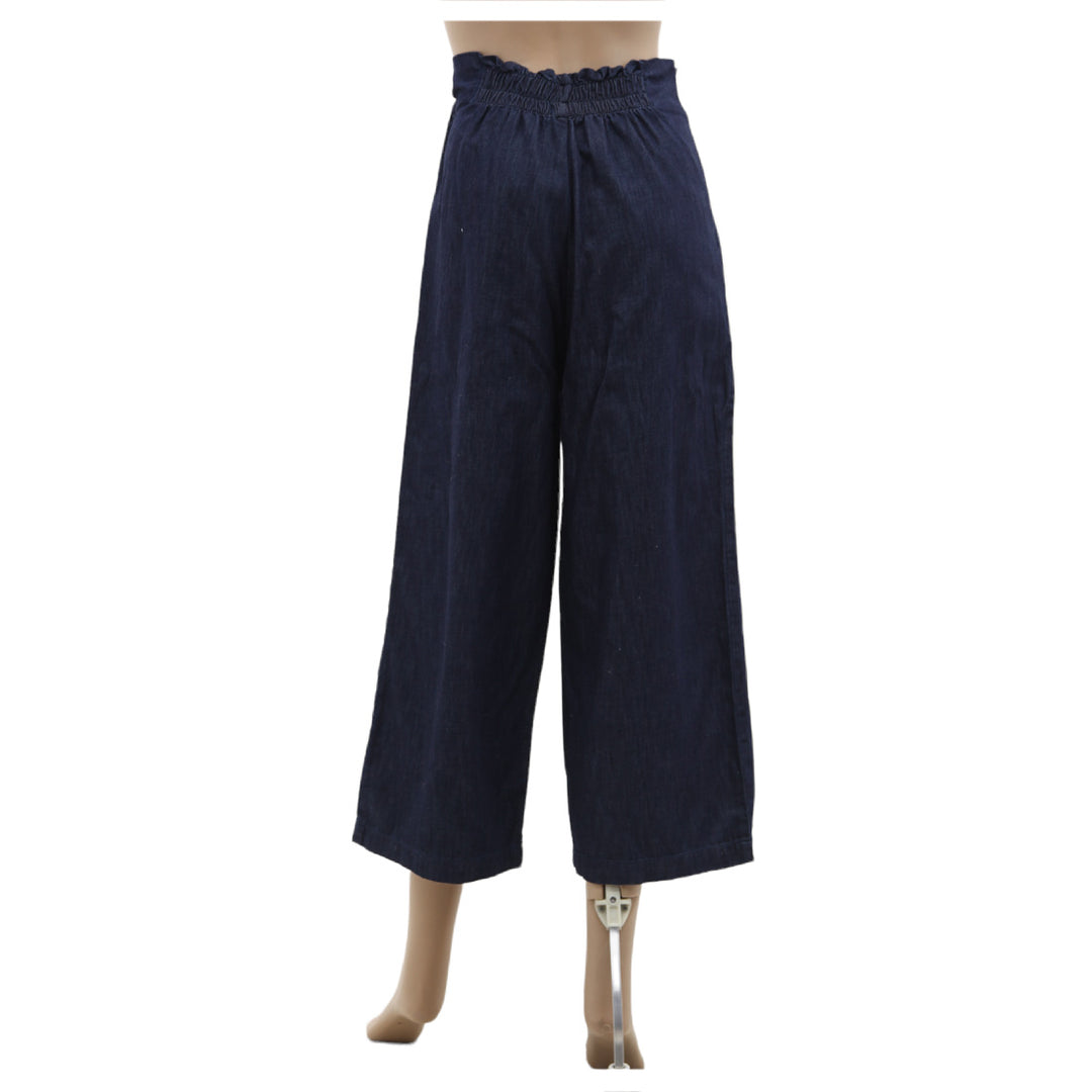 Ladies Paperbag Waist Denim Culottes Pants