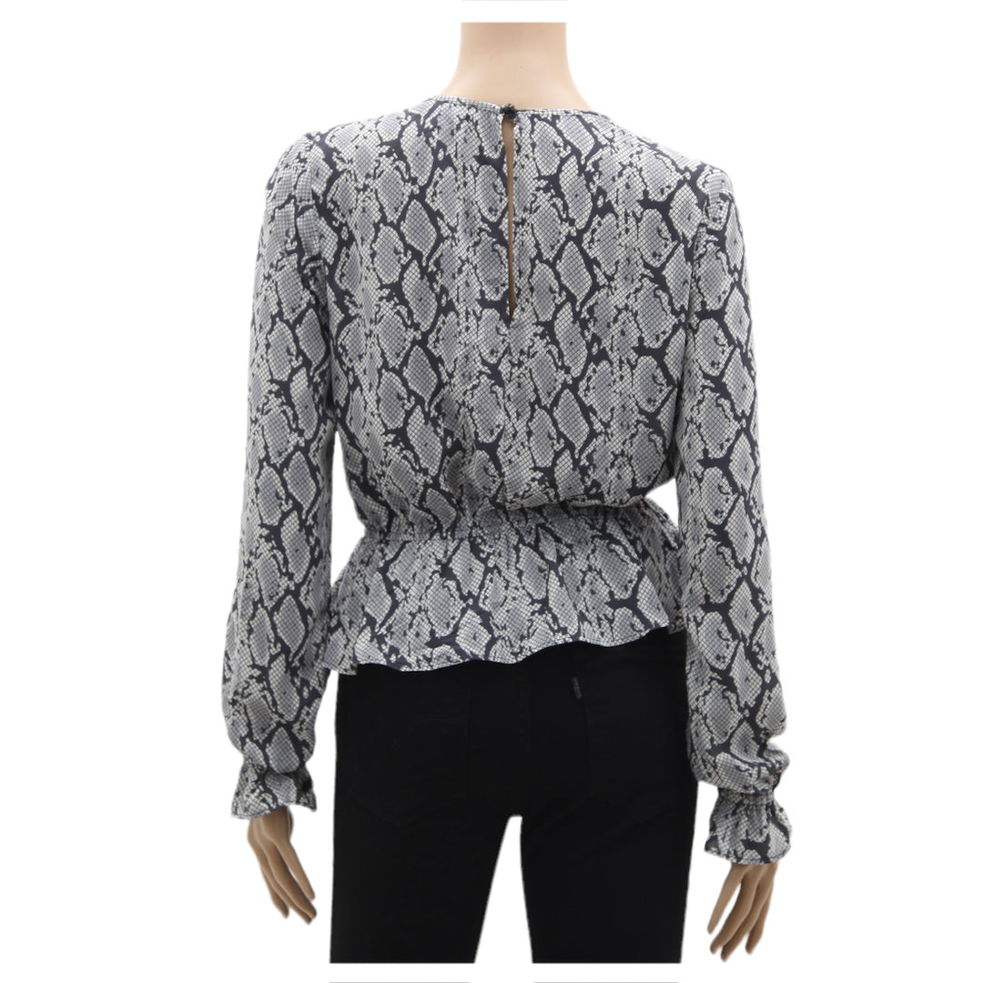 Ladies Guess Snakeskin Print Elastic Long Sleeve Top