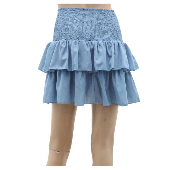 Ladies Neo Noir Smocked Ruffle Mini Skirt