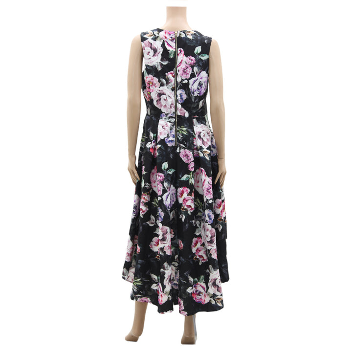 Ladies Suzy Shier Black Floral V-Neck Long Back Dress