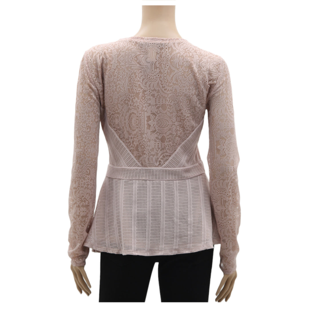 Ladies BCBG Maxazria Long Sleeve Lace Peplum Top