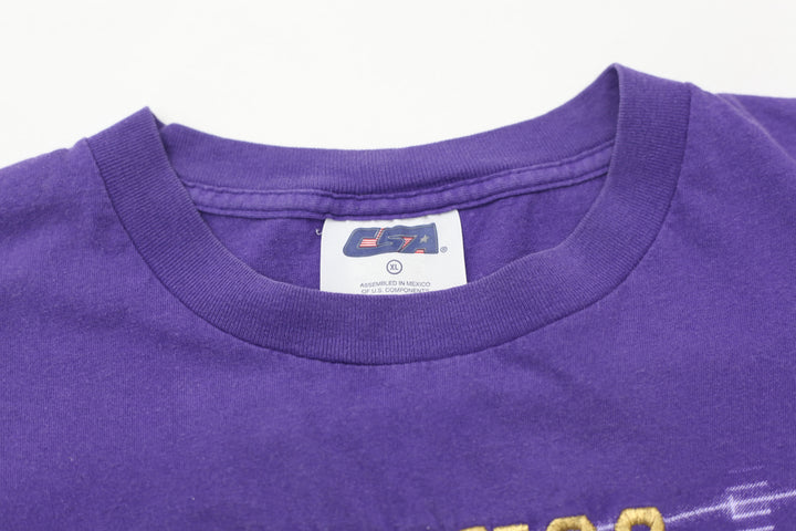 1998 Vintage Minnesota Vikings Gold Embroidered Football T-Shirt Purple CSA XL