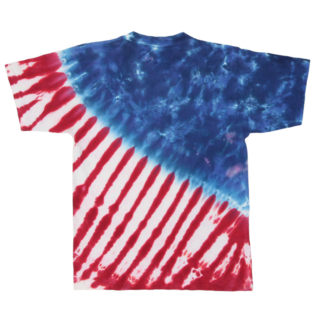 Vintage American Flag Tie Dye  T-Shirt S.Stitch Liquid Blue M