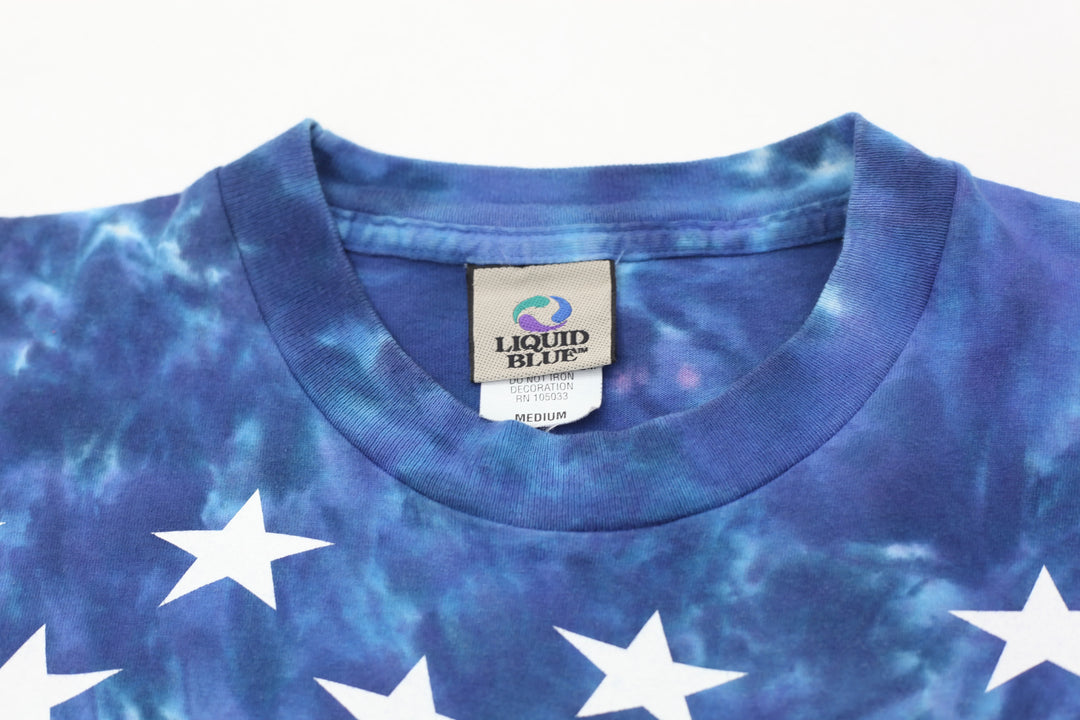 Vintage American Flag Tie Dye  T-Shirt S.Stitch Liquid Blue M