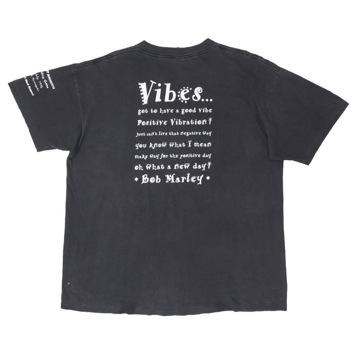 1995 Vintage Bob Marley Positive Vibration Vibes T-Shirt S.Stitch Black Oneita XL