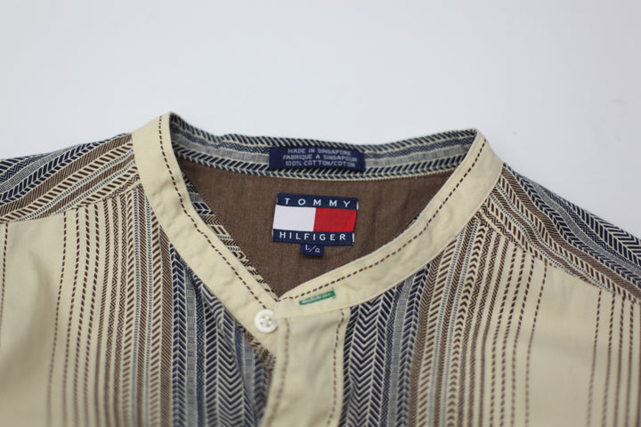 Vintage Tommy Hilfiger Chinese Collar Stripe Shirt
