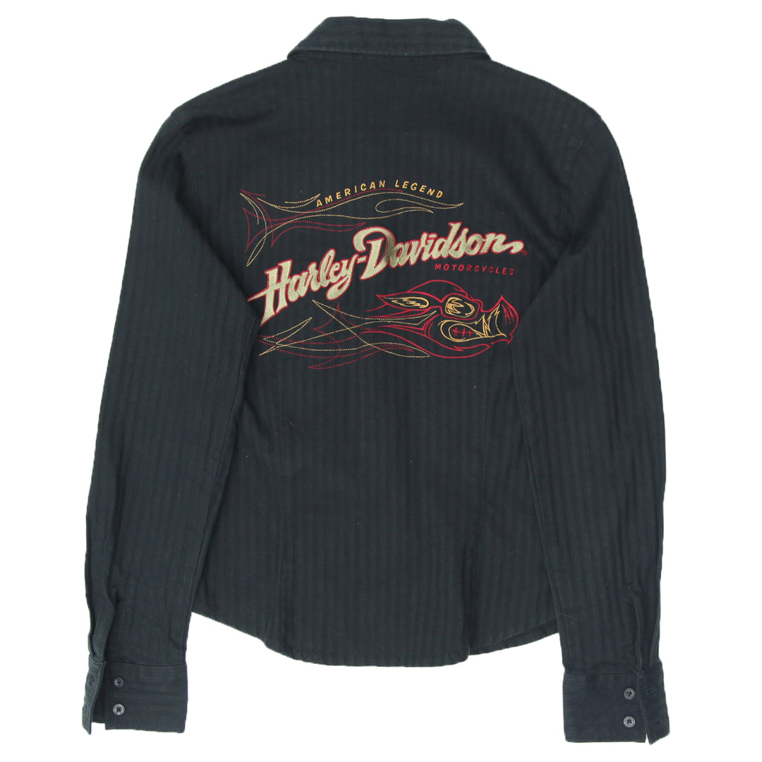 Vintage Harley Davidson Embroidered Full Button Shirt Blouse