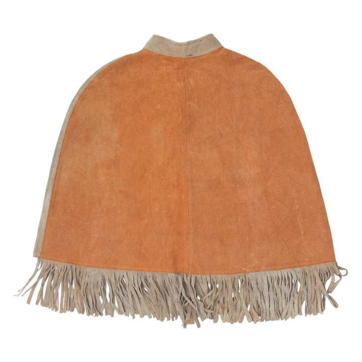 Vintage Suede Patch Fringed Poncho